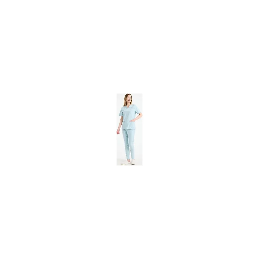 Scrubs Kadın Doktor Üniforması Üst Forma - Likralı Medikal Giyim Carex - Camgöbeği - XL