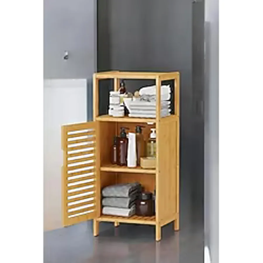 SDT Group Bambu 1 Kapaklı 2 Raflı Çok Amaçlı Banyo Düzenleyici Organizer Dik Dolap DB-0043 - 0-Koyu Mavi - Option-1