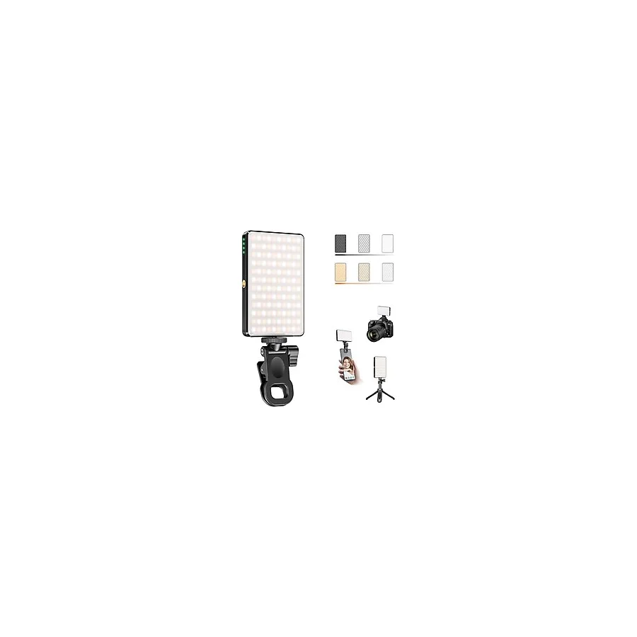 SEAEYES Selfie ışığı, cep telefonu için, 120 LED video ışığı, klipsli CRI 95+ 2500-9000K 3000 mAh pil, 3 ışık modu, fotoğraf çekme, video konferans için kamera ışığı