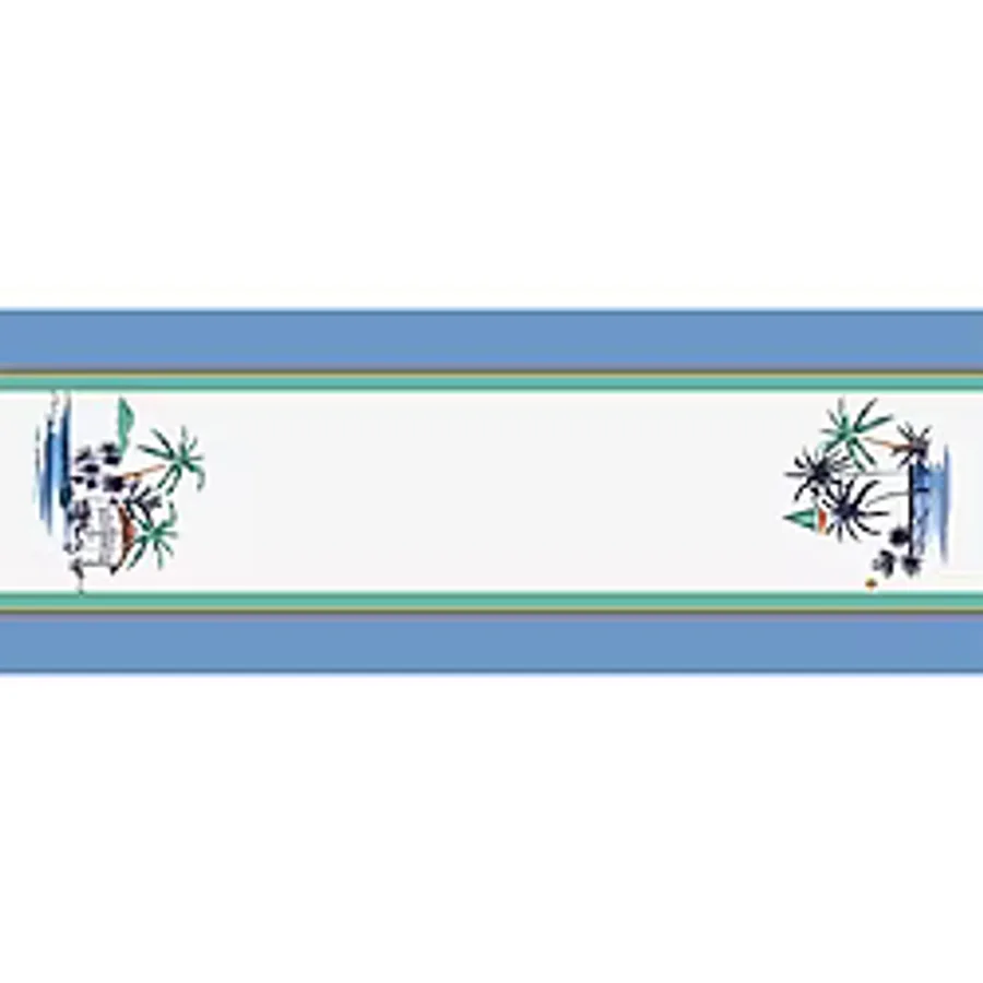 SEASİDE HAWAİİ DESENLİ DİKİŞSİZ RUNNER KUMAŞ - MAVİ