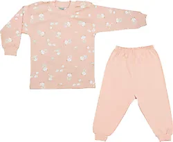 Sebi Bebe 2418 Ayılı Kız Desenli Bebek Pijama Takımı