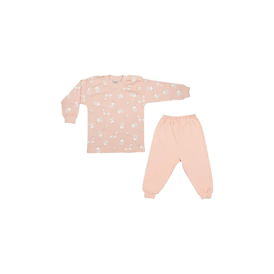 Sebi Bebe 2418 Ayılı Kız Desenli Bebek Pijama Takımı