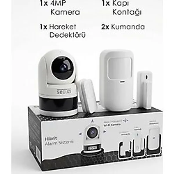 Secuzi Ev Tipi Akıllı Alarm Sistemi - Ptz Akıllı Kamera-Pencere Alarmı-Pır Dedektör-Acil Durum Kontrol Kumandası