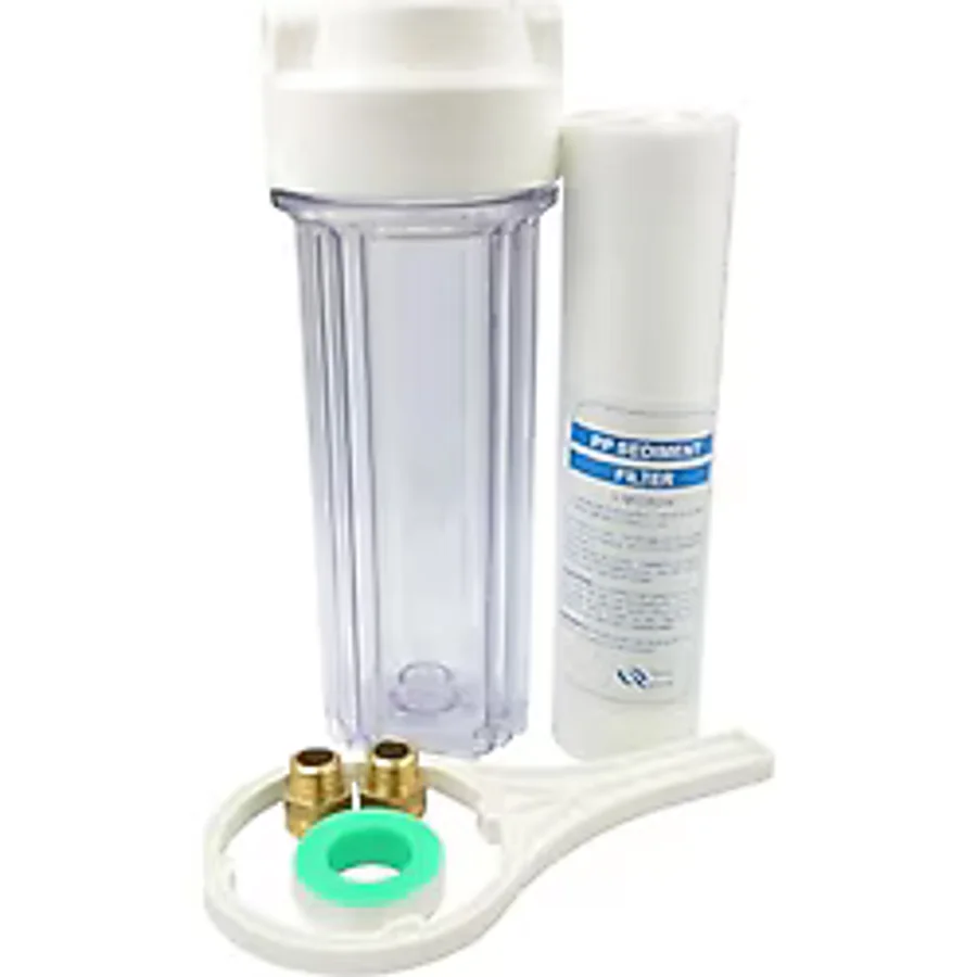 Sediment Filtre Housing Seti 10 Şeffaf Kap + 5 Mikron PP Filtre + Anahtar + Pirinç Bağlantı + Teflon Bant Şebeke Suyu Ön Filtreleme (1)