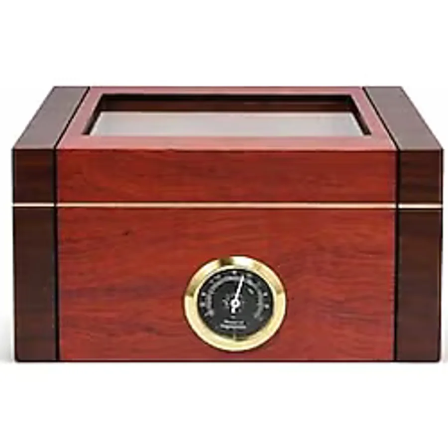 Sedir Ağacı Kahverengi Camlı Humidor Puro Kutusu rd66khv