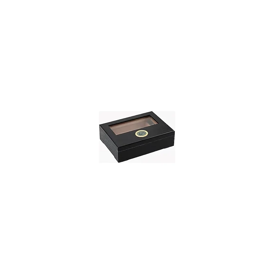 Sedir Ağacı Siyah Camlı Kısa Humidor Puro Kutusu rd67sy