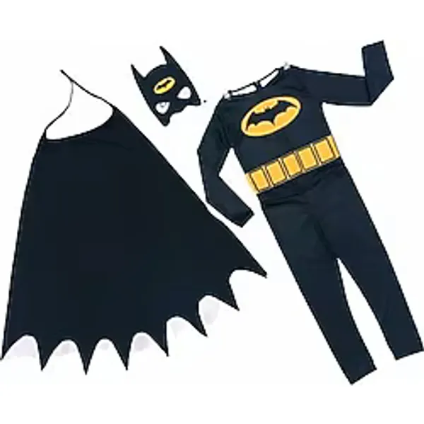 Sedirli Batman Çocuk Kostümü Maskeli - Pelerinli Maskeli Kostüm Çok Renkli