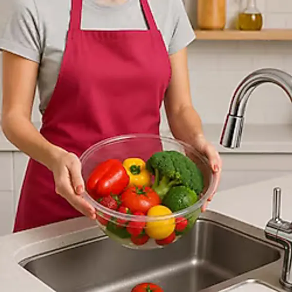 Şeffaf 7 Litre Leğen, Sebze Meyve Yıkama Kabı, Plastik Badya, Mutfak Banyo ve Çok Amaçlı Saklama Kullanımına Uygun Yıkama Kabı