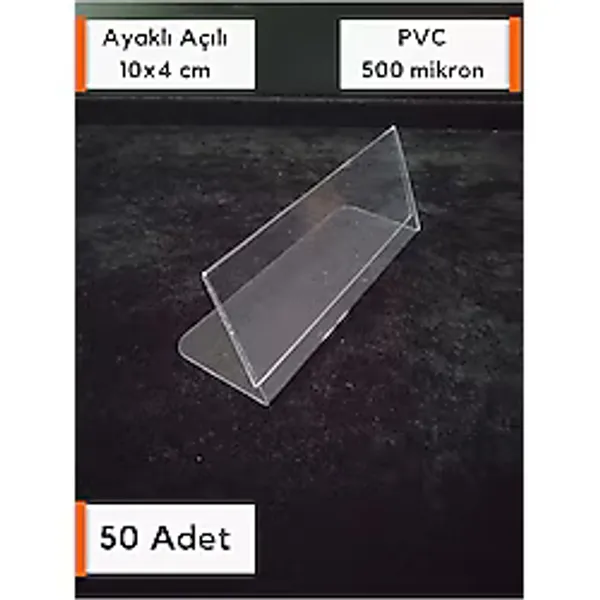 Şeffaf Etiket 50 Adet Pvc Etiketlik Kartvizitlik 10x4 Cm Ayaklı Ürün Fiyat Raf Etiketliği Bilgilendirme Kartlık
