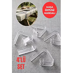 Şeffaf Masa Örtüsü Mandalı 4'lü Set - Kaymaz, Rüzgara Dayanıklı, Piknik & Balkon Masa Sabitleyici