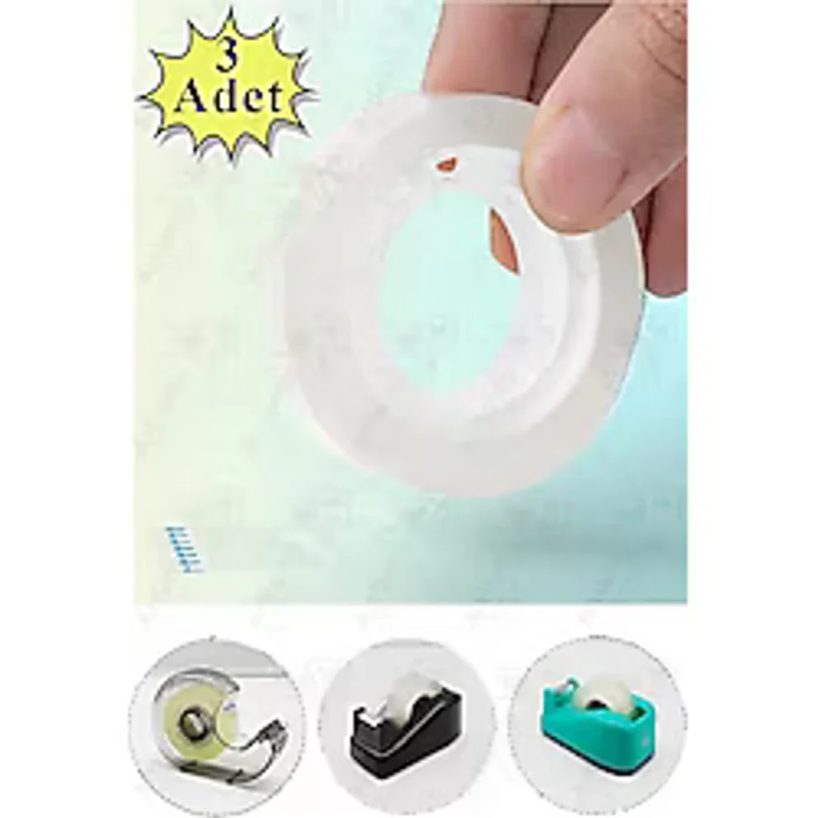 Şeffaf Para Bandı 12mm X 33 Metre 3 Adet Artlantis Şeffaf Okul Ofis Kırtasiye Bantı Yüksek Kaliteli Paketleme Bandı 3 Adet