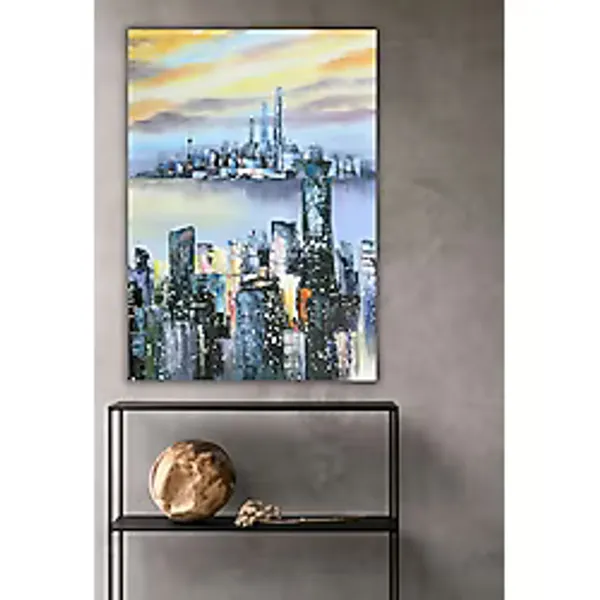 Şehir Manzara El Yapımı Yağlı Boya Tablo 85x115cm