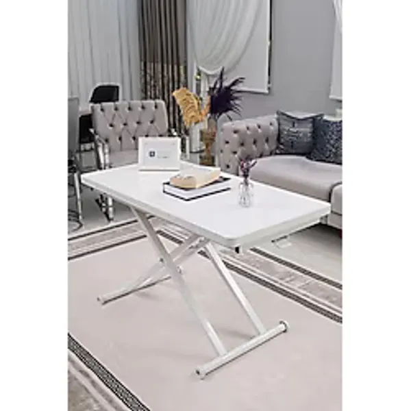 SEHPAM AKILLI Akıllı Sehpa Home Üst Tabla Mdf Beyaz Alt Mekanizma Beyaz Renk