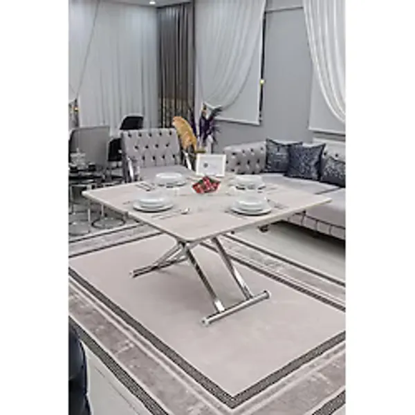 SEHPAM AKILLI Akıllı Sehpa Home Üst Tabla Mdf Lizbon Alt Mekanizma Krom Kaplama