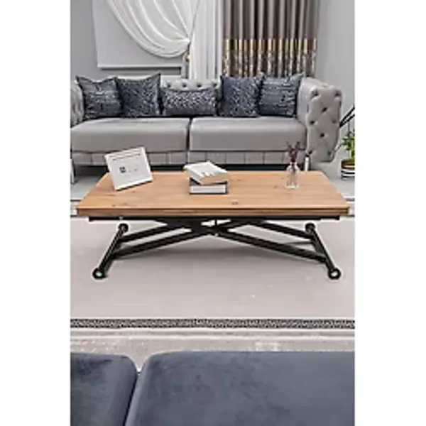 Sehpam Akıllı Home Üst Tabla Mdf Efesçam Oval Köşe Alt Ayak Siyah - SİYAH