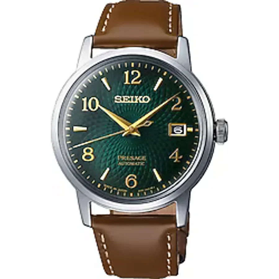 Seiko Presage Cocktail Time SRPE45 Deri Kordon Kahverengi-Yeşil Erkek Kol Saati