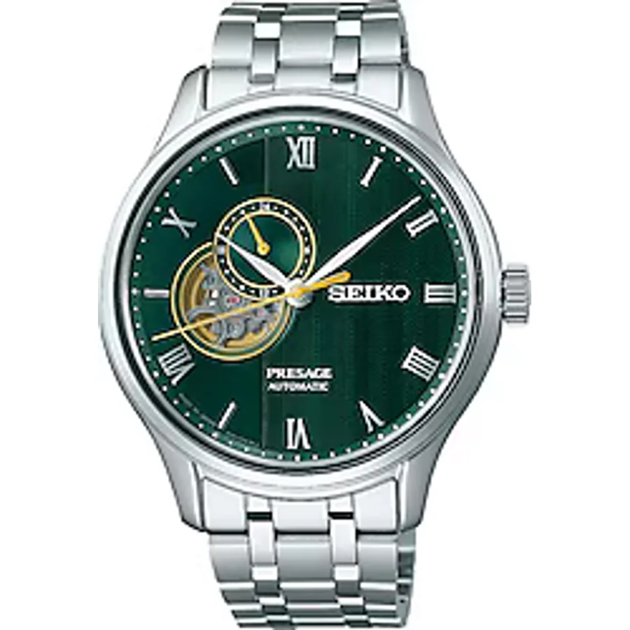Seiko Presage Japanese Garden Semi-Skeleton SSA463 Çelik Kordon Yeşil Erkek Kol Saati