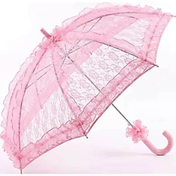 Şeker Pembe Komple Dantelli Gelin Ve Nişan Şemsiyesi - Fotoğraf Aksesuarı