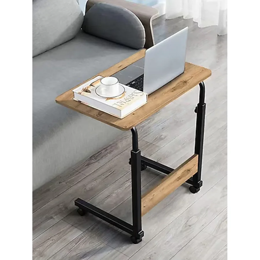 sekizincicaddedizayn Yükseklik Ayarlı Laptop Sehpası Ve Çalışma Masası - Atlantik Çam (TEKERLİ) 60x40 Oval Kenar