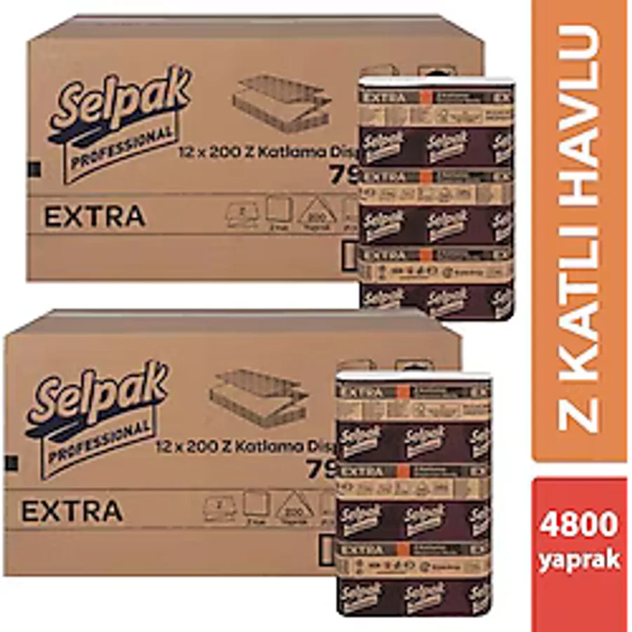 Selpak Professional Extra Z Katlı 12x200 Yaprak 2 Adet Dispenser Havlu