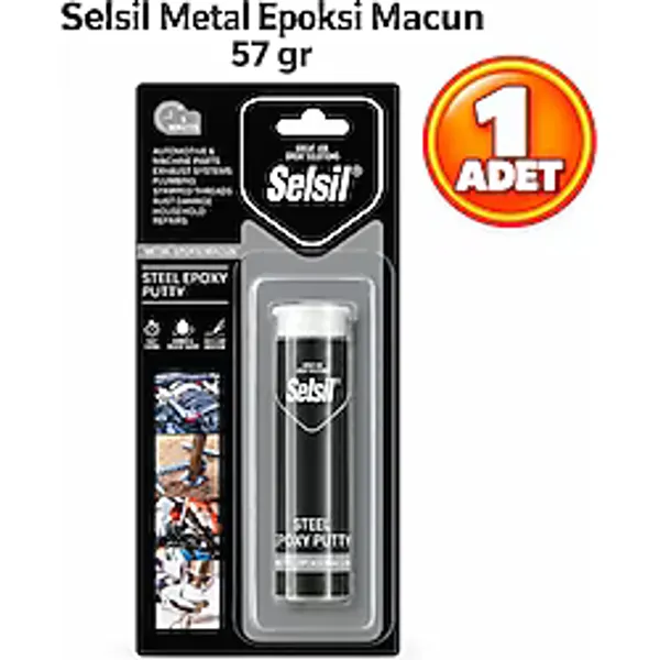 Selsil Arge Toptan Metal Epoksi Yapıştırıcı 57 gr Otomotiv ve Makine Parçaları, Egzoz Sistemleri,tesisat Işleri,sökülmüş Vidalar,pas Hasarlarında,ev Onarımları İçin Uygundur. 1 Adet