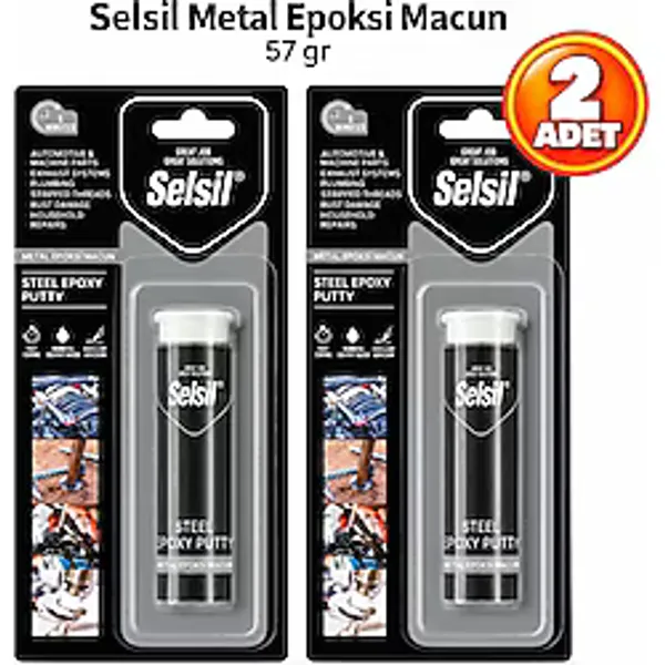 Selsil Arge Toptan Metal Epoksi Yapıştırıcı 57 gr Otomotiv ve Makine Parçaları, Egzoz Sistemleri,tesisat Işleri,sökülmüş Vidalar,pas Hasarlarında,ev Onarımları İçin Uygundur. 2 Adet