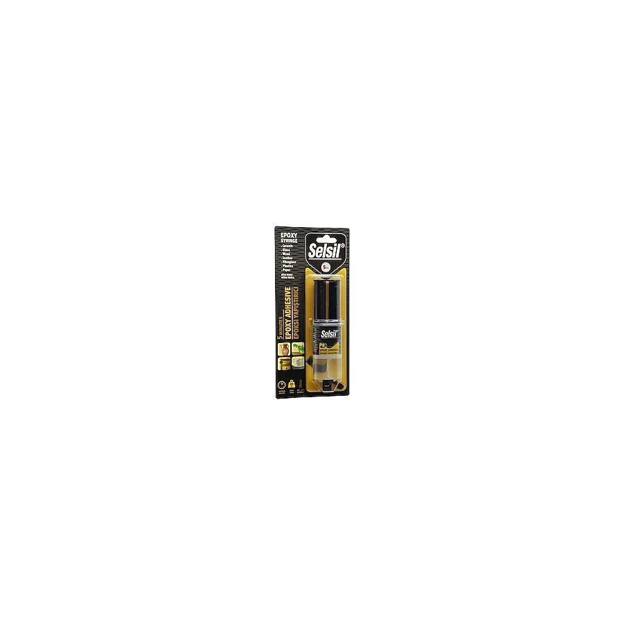Selsil Epoxy Syrınge Adhesive Şırınga Epoksi Yapıştırıcı 28GR. Alüminyum - Cam - Porselen - Seramik - Ahşap - Metal (4887) - 28 gr