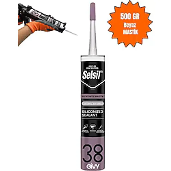 Selsil Silikonize Mastik Beyaz 500Gr, Boyanabilir Akrilik Dolgu, Iç Ve Dış Cephe Uygulamaları İçin