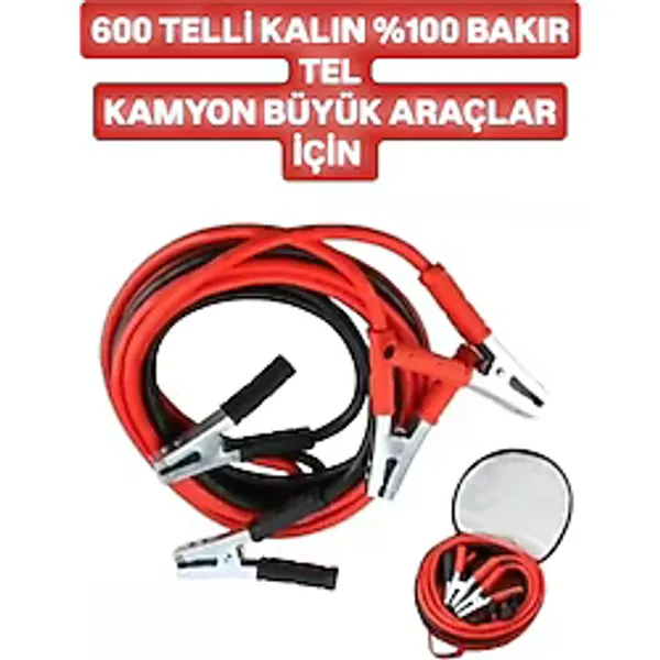 Seltel 2500 Amper Kalın Akü Takviye Kablosu 2.30 Metre %100 Bakır 2 Parça Siyah Kırmızı - Siyah - Kırmızı