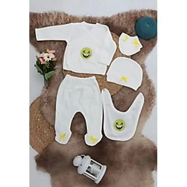 Sema Baby 5 Parça Gülen Surat Hastane Çıkışı Zıbın Seti 0-3 Ay