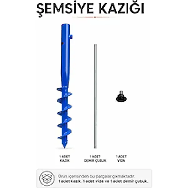 Şemsiye Sabitleme Kazığı Mavi Renk 46 Cm