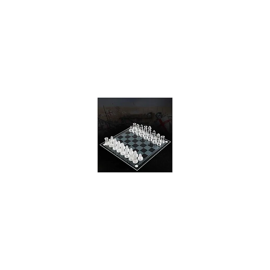 Senon Glass Chess Cam Satranç Takımı Kullanışlı Dekoratif Şık Hediyelik (35x35 cm)