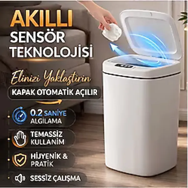 Sensörlü Çöp Kovası Otomatik Kapak Temassız
