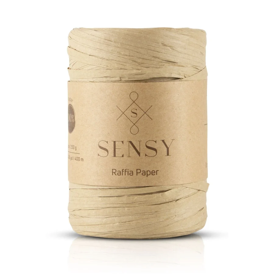 SENSY Premium 400 Metre Rafya Ip Çanta Ipi Raffia Ip Kağıt Ip Supla Ipi 250 Gram Natürel