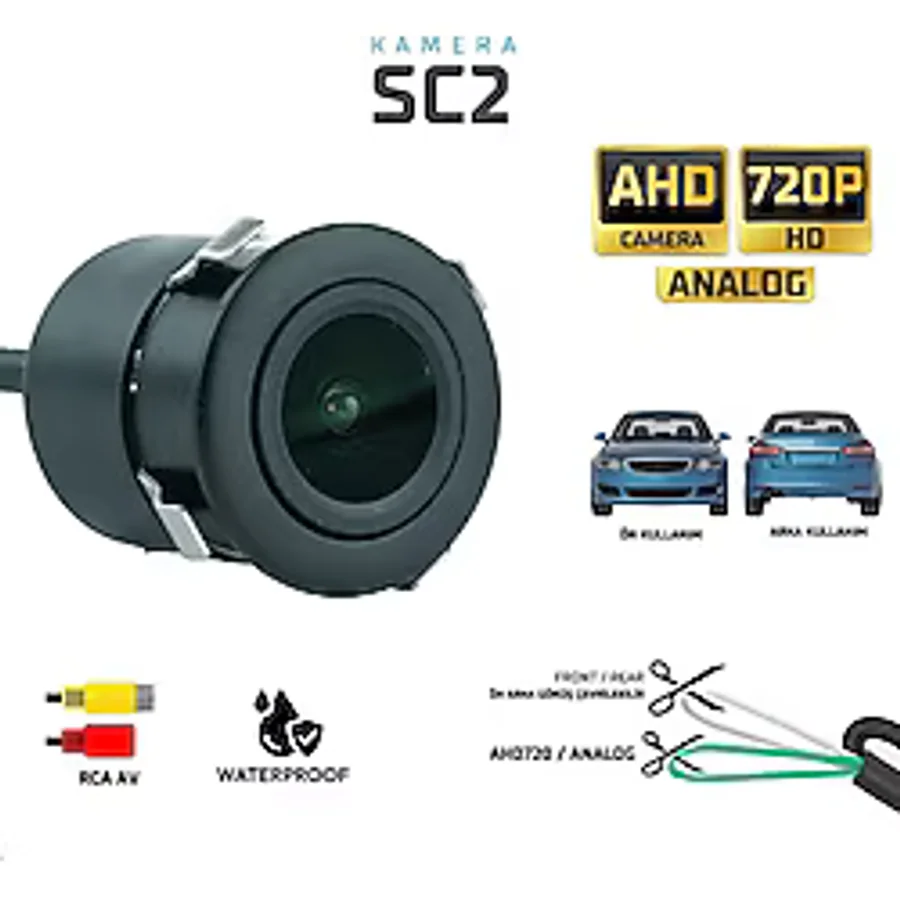 Sentinel Sc2 Ahd 720P Araç Ön/Arka Görüş Kamerası (Su Geçirmez - Mini Gömme Model)