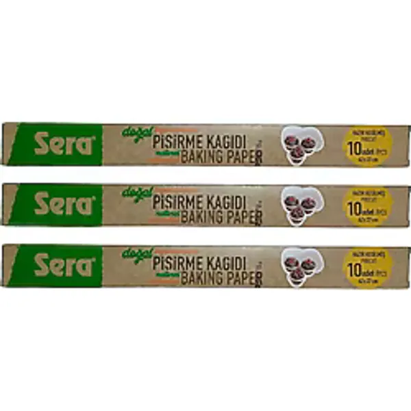 Sera Doğal / Natura Yeni Beyazlatılmamış / Ağartılmamış Hazır Kesilmiş Pişirme Kağıdı x 3 Paket