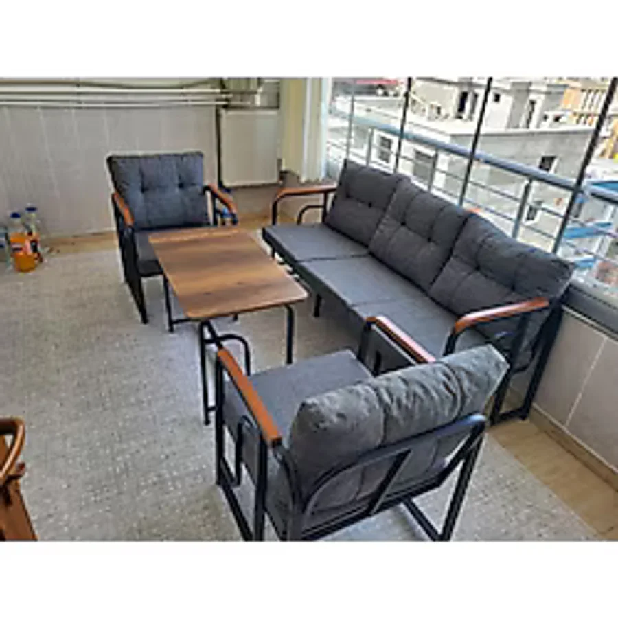 Serdem Dizayn Serdem 3+1+1+Sehpa Bahçe Balkon Mobilya Takımı Gri