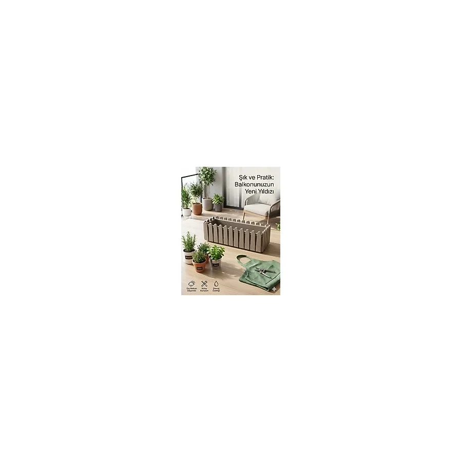 Serinova Istanbul Balkon Saksı Çit Model 9 Lt Kahverengi Balkon Askısı Ile