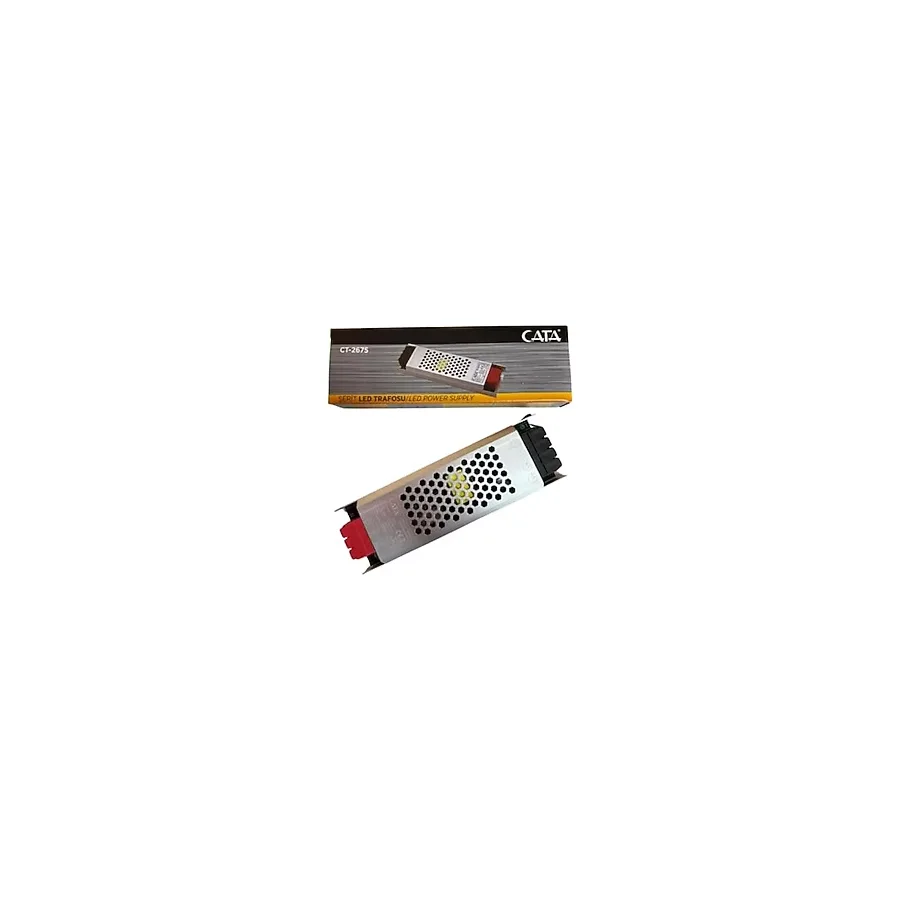 Şerit Led Trafosu 12V Cata Serisi Slim Kasa, Alüminyum Gövdeli İnce Güç Kaynağı, Kamera ve Şerit Led Uyumlu (60W - 360W) 5, 12.5, 16.5, 21, 30 Amper (150, Vat)