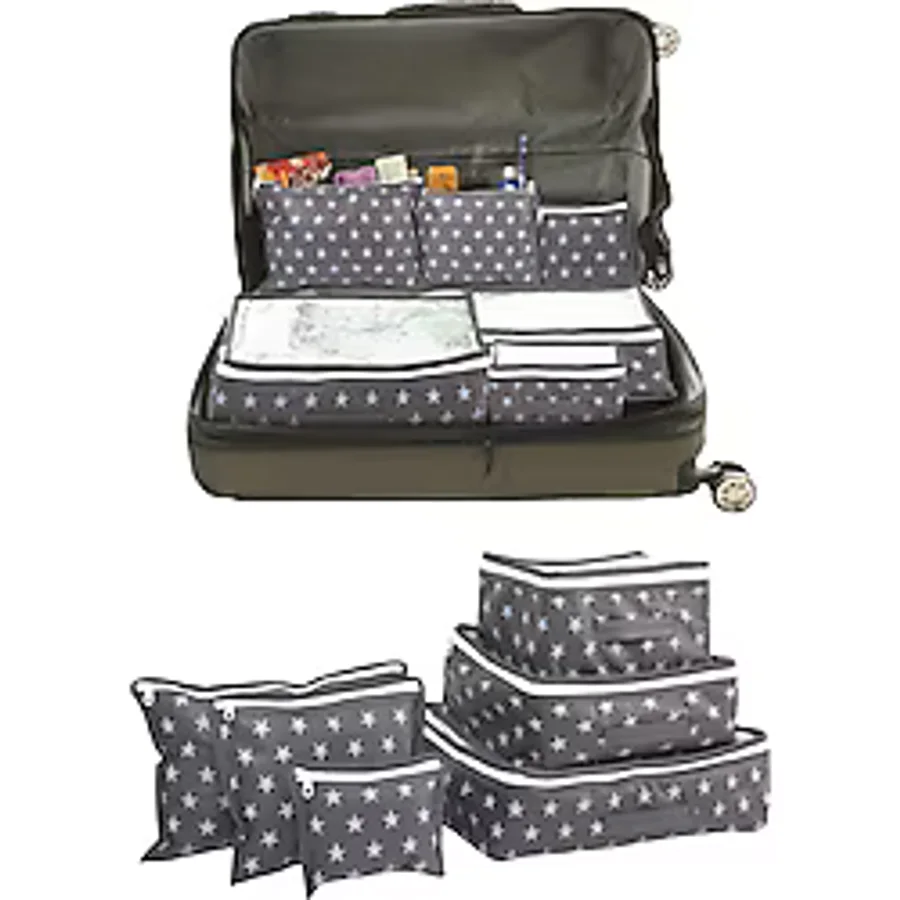 Serstil 6'lı Valiz Düzenleyici Bavul Içi Organizer Set Seyahat Hurcu - Yıldız Desen