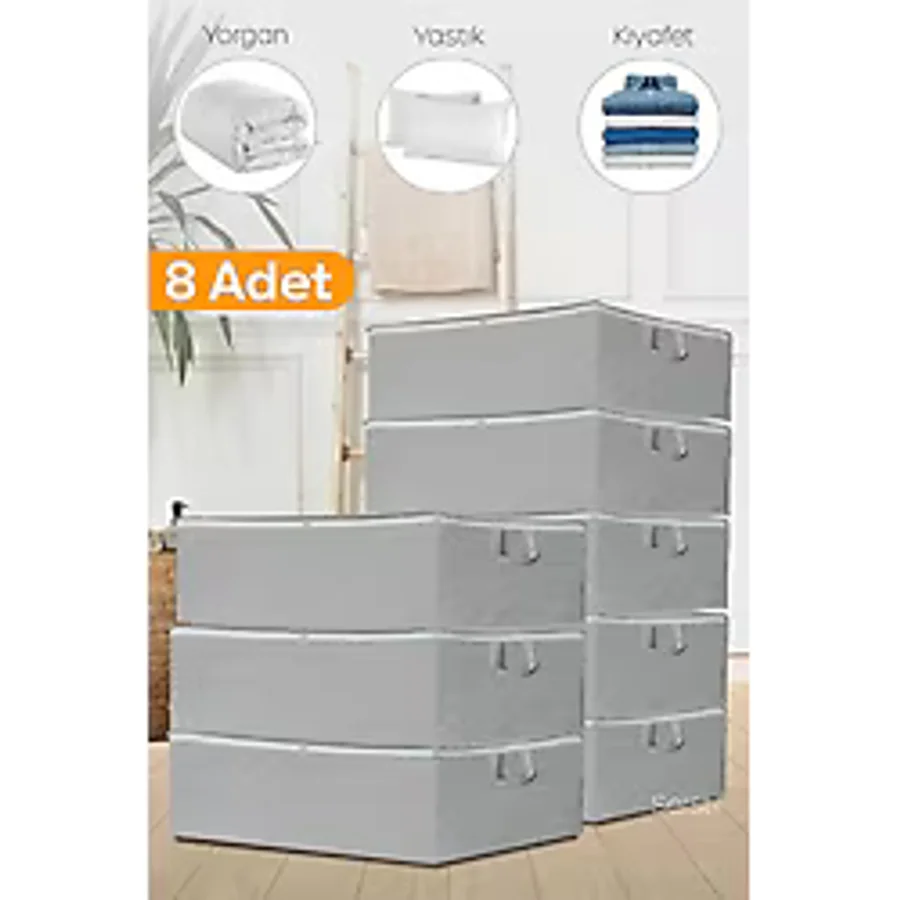 Serstil 8 Adet - Antrasit Baza Altı ve Çekyat Tipi Hurç 64 x 45 x 22 cm - Gri