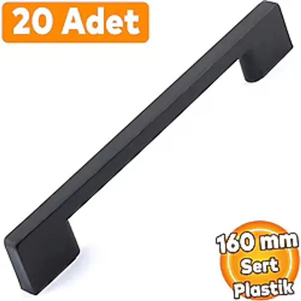 (Sert Plastik) 20 Adet Köprü 160 Mm Siyah Mobilya Mutfak Çekmece Dolabı Dolap Kulbu Kulpu Kulpları