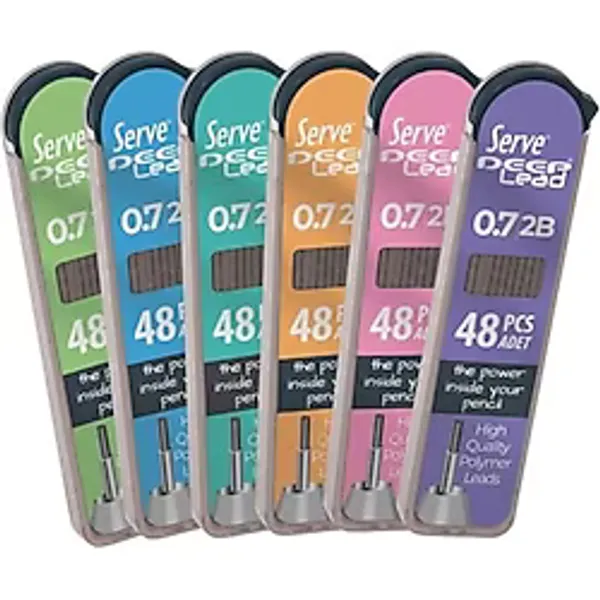 Serve Deep 0.7 Mm 2B Siyah Kalem Ucu 48 Li Renkli Govde - Pembe