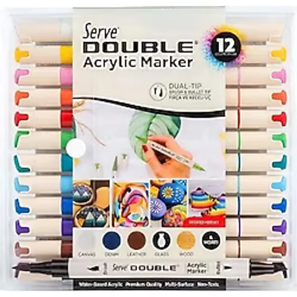 Serve Double Çift Uçlu 12'li Akrilik Marker Kalem