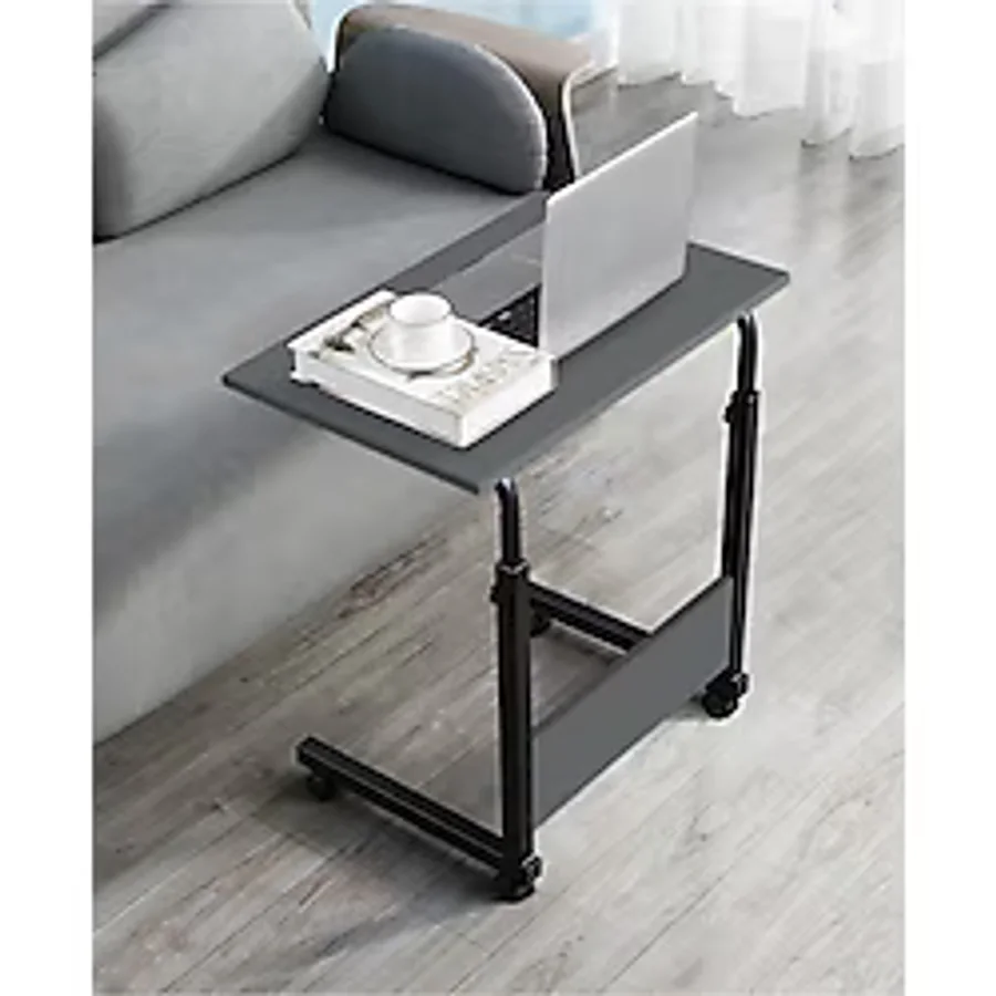 servetavcı Yükseklik Ayarlı Laptop Sehpası Ve Çalışma Masası - Antrasit (tekerli) Oval Kenar - 60x40