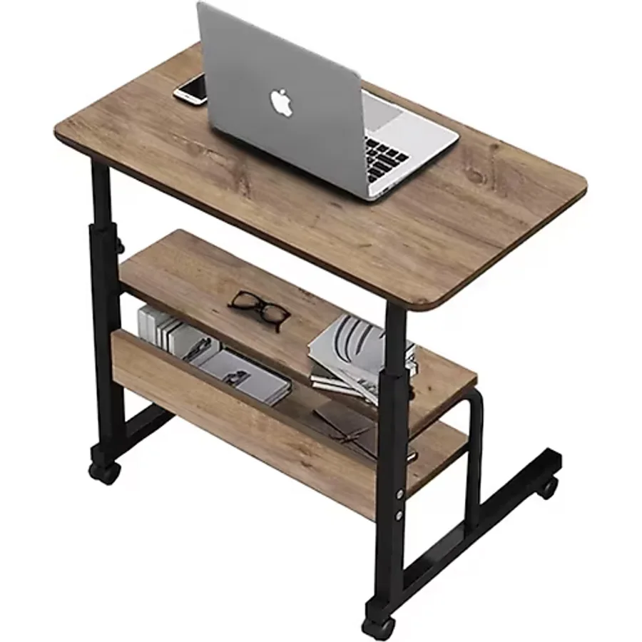 servetavcı Yükseklik Ayarlı Ve Çift Raflı Laptop Sehpası Ve Çalışma Masası - Atlantik Çam (tekerli) 70 X 40 Cm