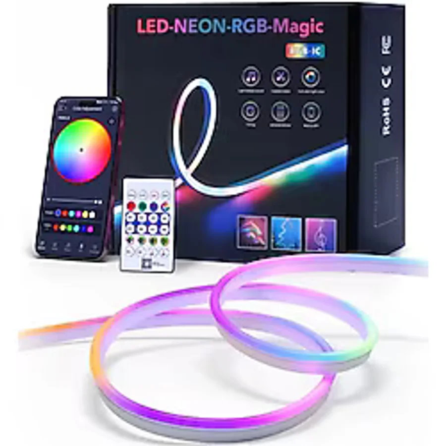 Sese Duyarlı Animasyonlu RGB Kumandalı 5 Metre Neon Şerit Hortum Led USB ve App Uyumlu