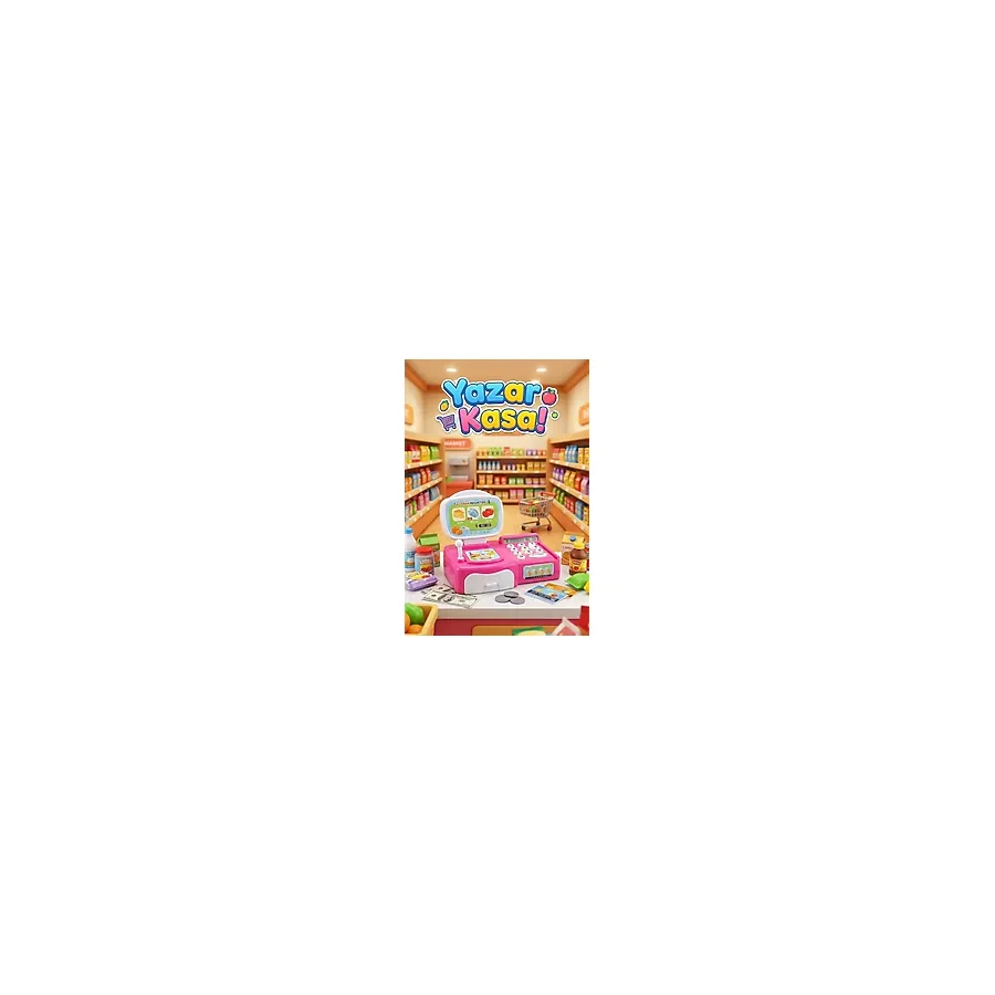 Sesli Işıklı Oyuncak Yazar Kasa Küçük Boy - Aksesuarlı Market Kasası Ve Evcilik Seti (Pembe)