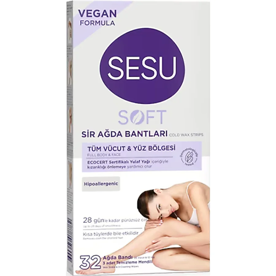 Sesu Soft Tüm Vücut ve Yüz Bölgesi 32'li Sir Ağda Bandı