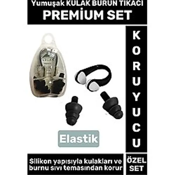 Set Elastik Yumuşak Havuz Deniz Su Sızdırma Gürültü Önleyici Kulak Burun Tikaci Seti